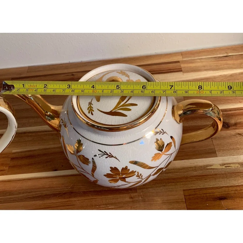 Arthur Wood England Teapot Rare Vintage 24k Gold Gilded Floral  5187